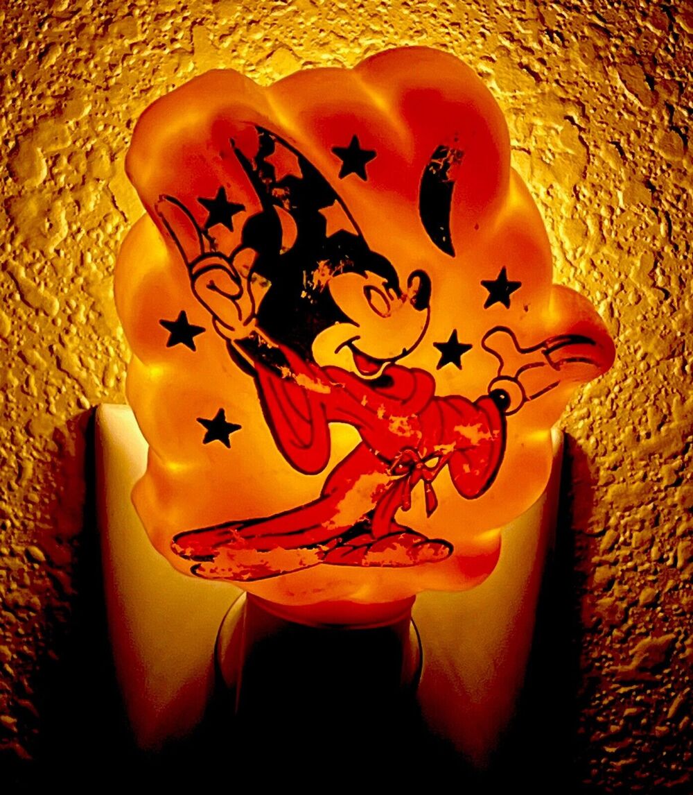 Mickey Mouse Fantasia Sorcerer's Apprentice Night Light Vintage Disney 1988